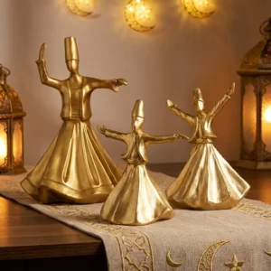 ramadan whirling dervish figurines – golden sufi dance decor set