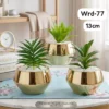 luxury mini artificial plant pots set 13cm – 3 assorted designs in modern gold planters for home & office decor