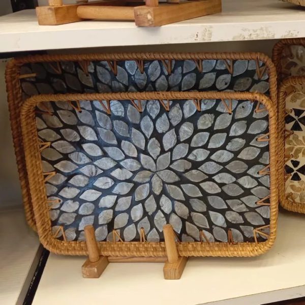 rectangular rattan serving tray set with mother of pearl inlay on black luxury decorative trays for hosting table styling 2 sizes 01 rectangular rattan serving tray set with mother of pearl inlay on black luxury decorative trays for hosting table styling 2 sizes 01